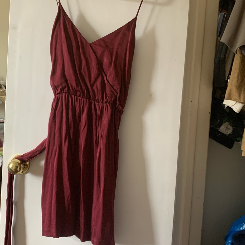 Halston Heritage Wine Silk Mini Dress